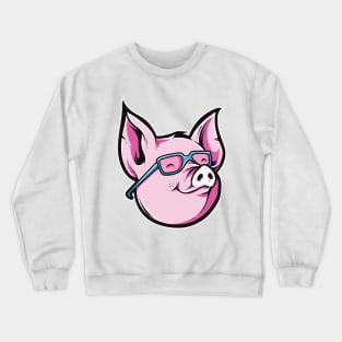 Cute Nerdy Pig - Cute Piggy Crewneck Sweatshirt